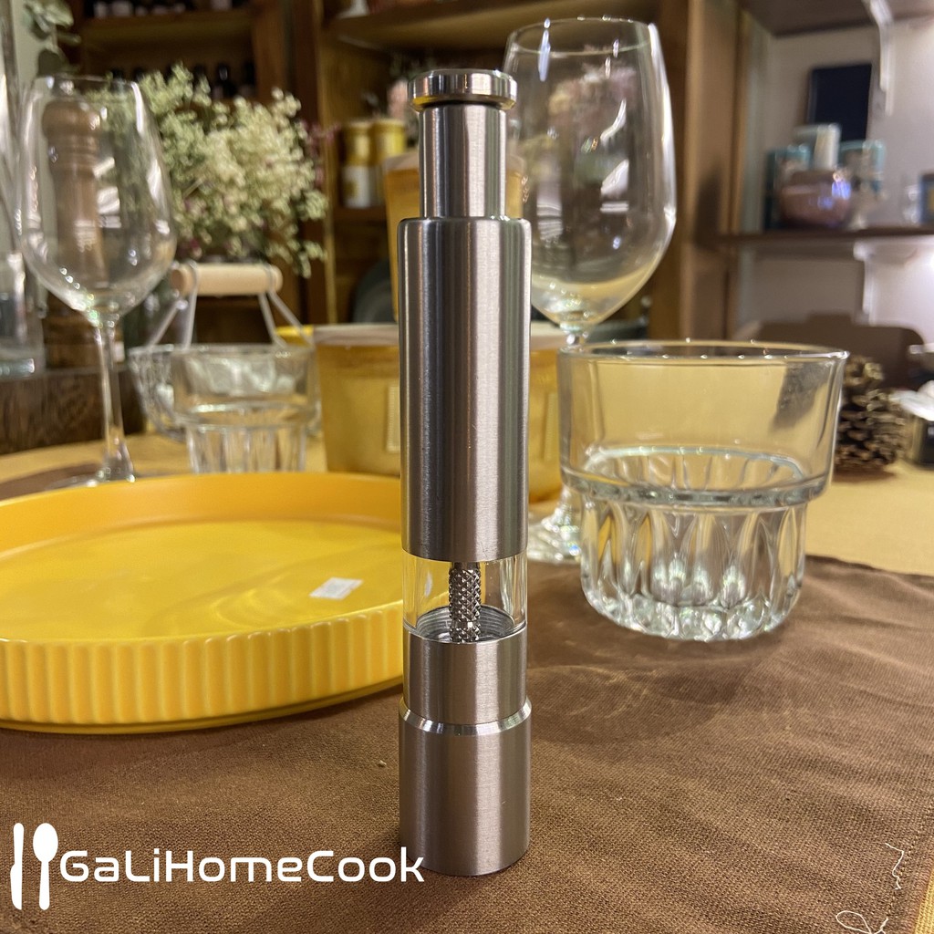 Dụng cụ xay tiêu bấm cầm tay + rắc muối tiêu tại chỗ (tiêu bấm inox) Galihomecook