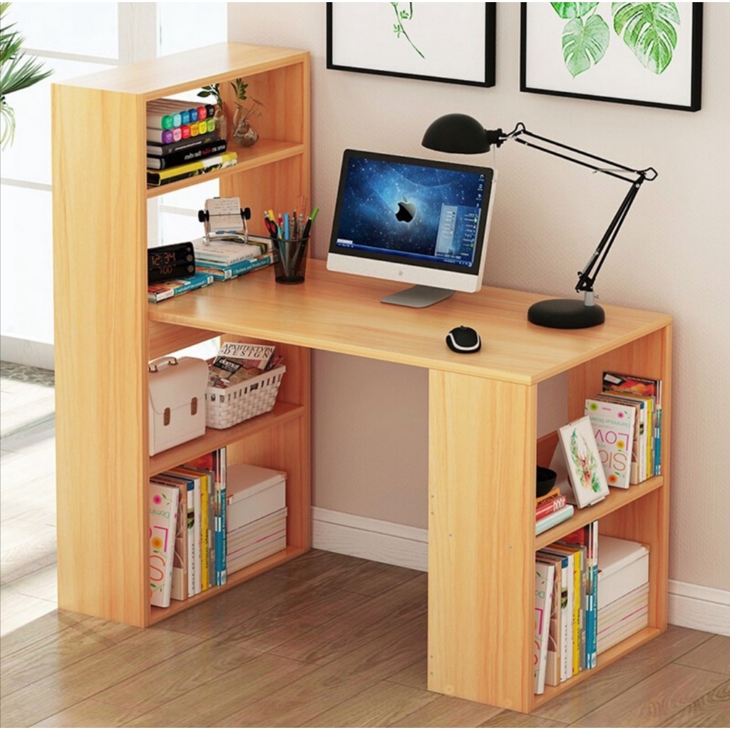 Bàn làm việc, bàn gaming, bàn máy tính kèm giá sách. Gỗ MDF cao cấp, Thiết kế hiện đại.