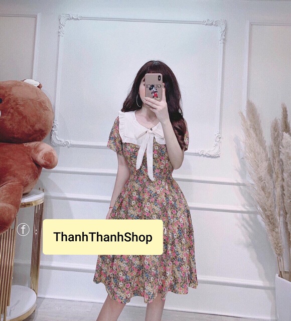 [Mã WAMT1505 giảm 10K đơn 0K] Đầm Hoa Nhí Cổ Bèo Thắt Nơ Siêu Dễ Thương | BigBuy360 - bigbuy360.vn