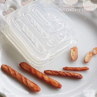Khuôn silicone trong 3d nặn đát sét hình bánh mì baguette nhà búp bê dollhouse