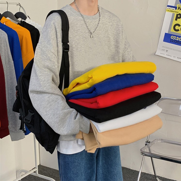 Áo Sweater Nỉ Bông Trơn Unisex Cho Cả Nam Và Nữ Vải Nỉ Bông Dày