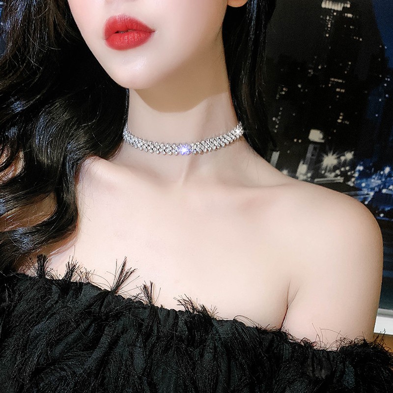 Vòng Cổ Choker Đính Đá Phong Cách Hàn Quốc Thanh Lịch Dành Cho Nữ