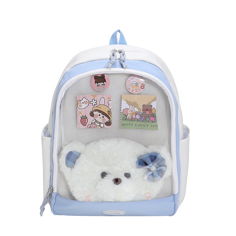 Ba Lô Đi Học Trong Suốt Sức Chứa Lớn Phong Cách Preppy Nhật Bản Dễ Phối Đồ Cho Nữ Sinh Trung Học