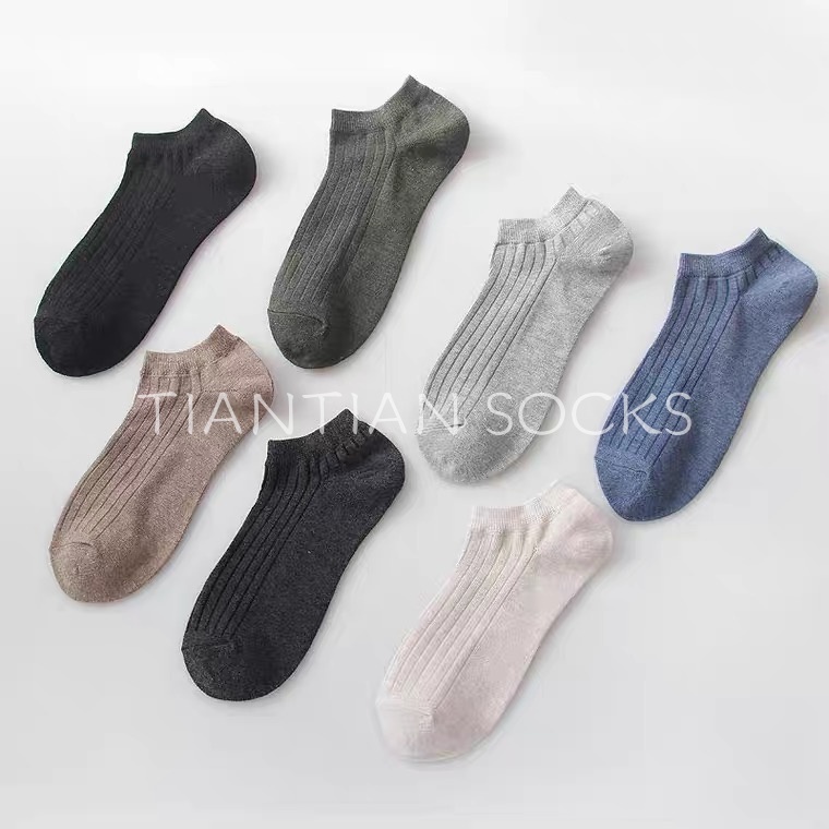 Hàng cao cấp Vớ Cotton thấm hút mồ hôi miệng nông miệng nông kẻ sọc màu trơn phong cách Nhật Bản dễ thương T034
