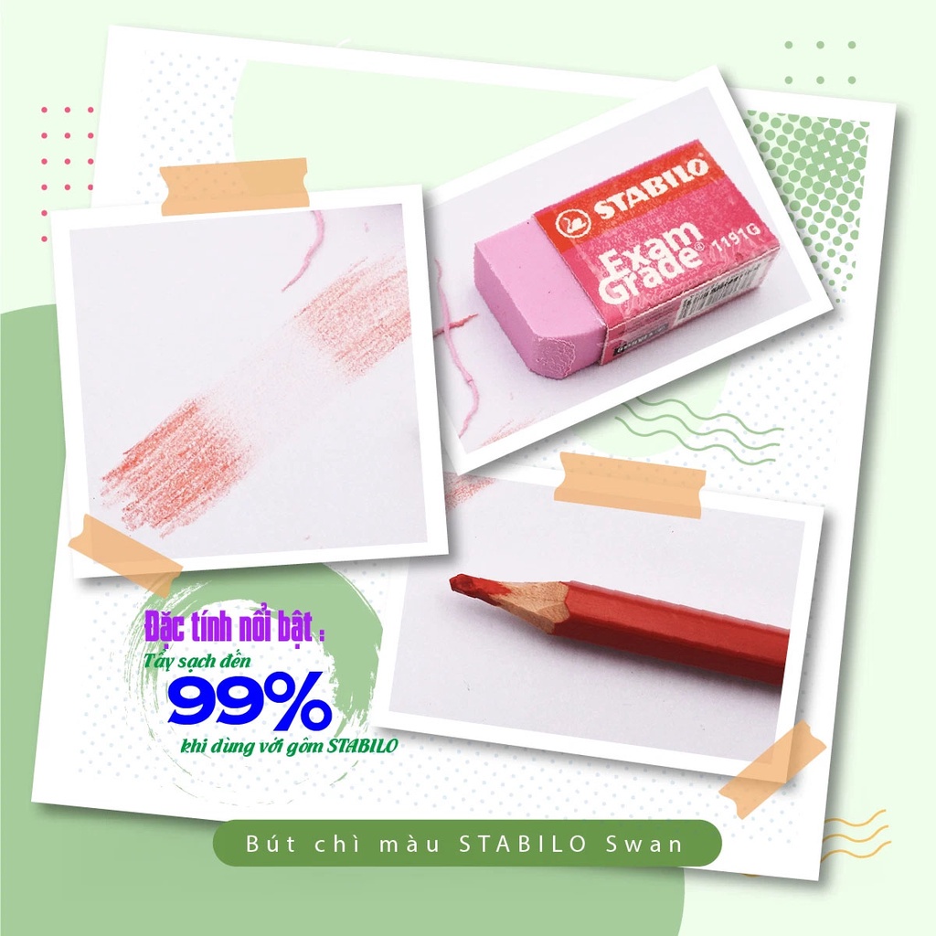 Hộp bút chì màu tấy xóa được STABILO Swans 36+2 màu