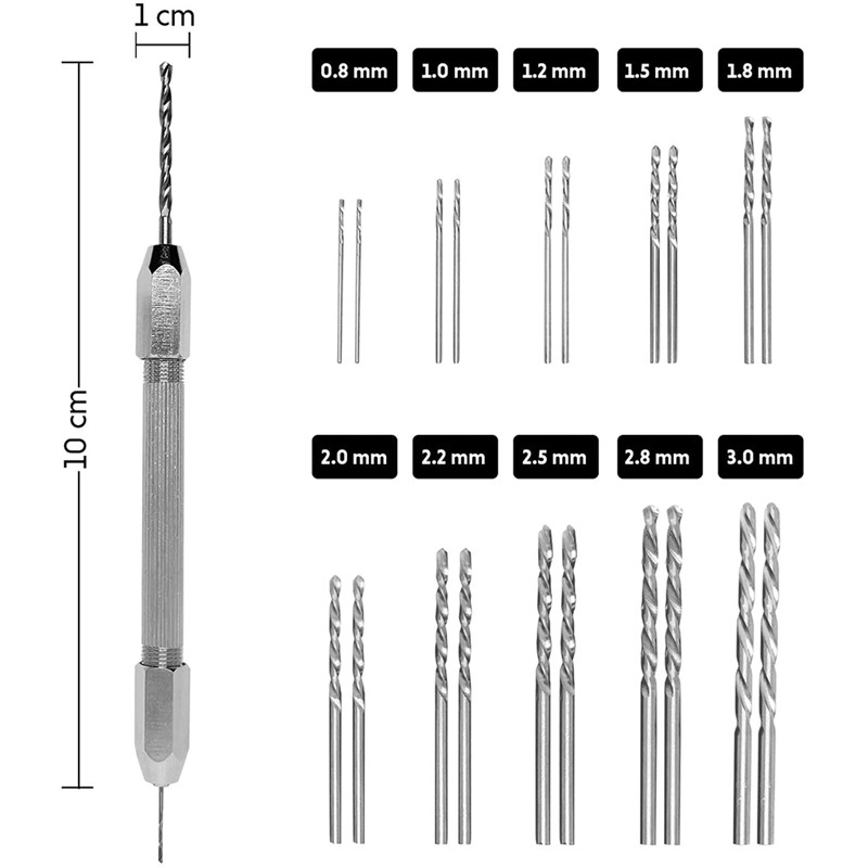 BITS Bộ 20 Mũi Khoan Tay Nhựa 0.8-3 mm