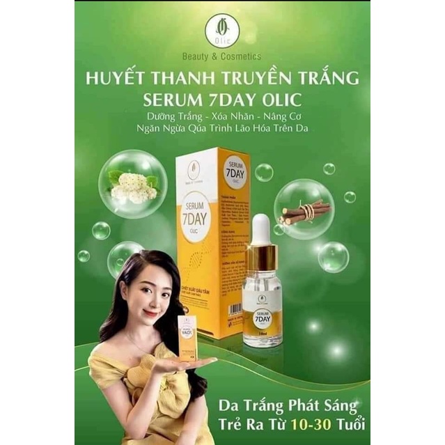 Huyết Thanh Trắng Da 7 Day - OLIC (Serum 7 DAY - OLIC) giúp TRẮNG DA, NÂNG CƠ, TRẺ HÓA DA, trẻ ra từ 5~10 tuổi.