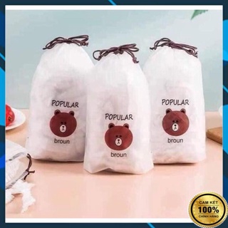 Set 100 màng bọc thực phẩm tặng túi gấu dây rút siêu dễ thương