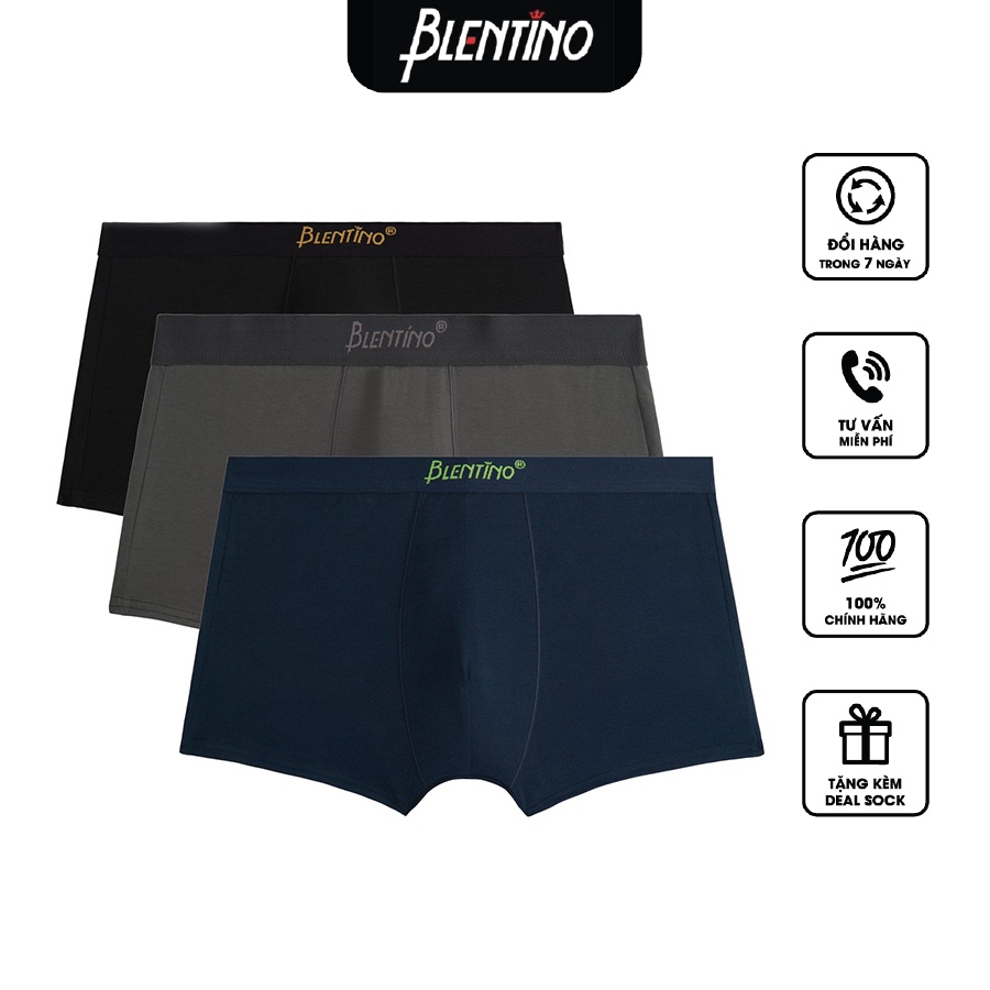 Combo 3 Quần Lót Nam Boxer Chất Cotton Cao Cấp BLENTINO BL-D11