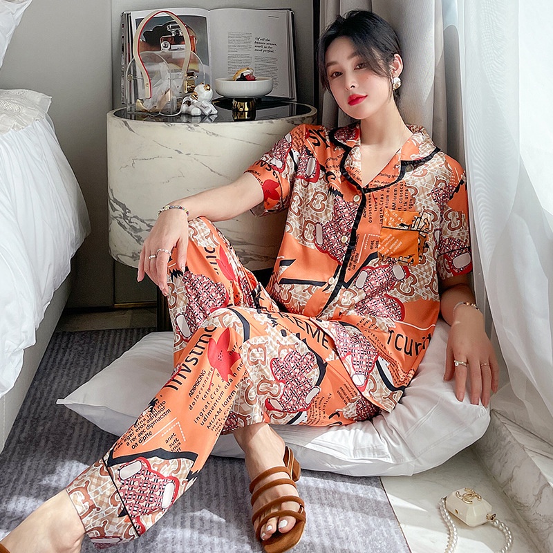 Bộ Đồ Ngủ Tay Ngắn In Họa Tiết Thời Trang Cho Nữ