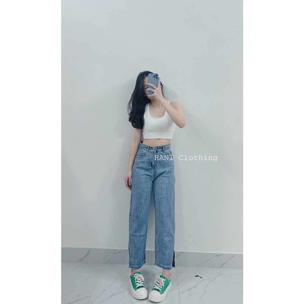 Quần Jeans Xuông Cạp Cao Xẻ Gấu | BigBuy360 - bigbuy360.vn