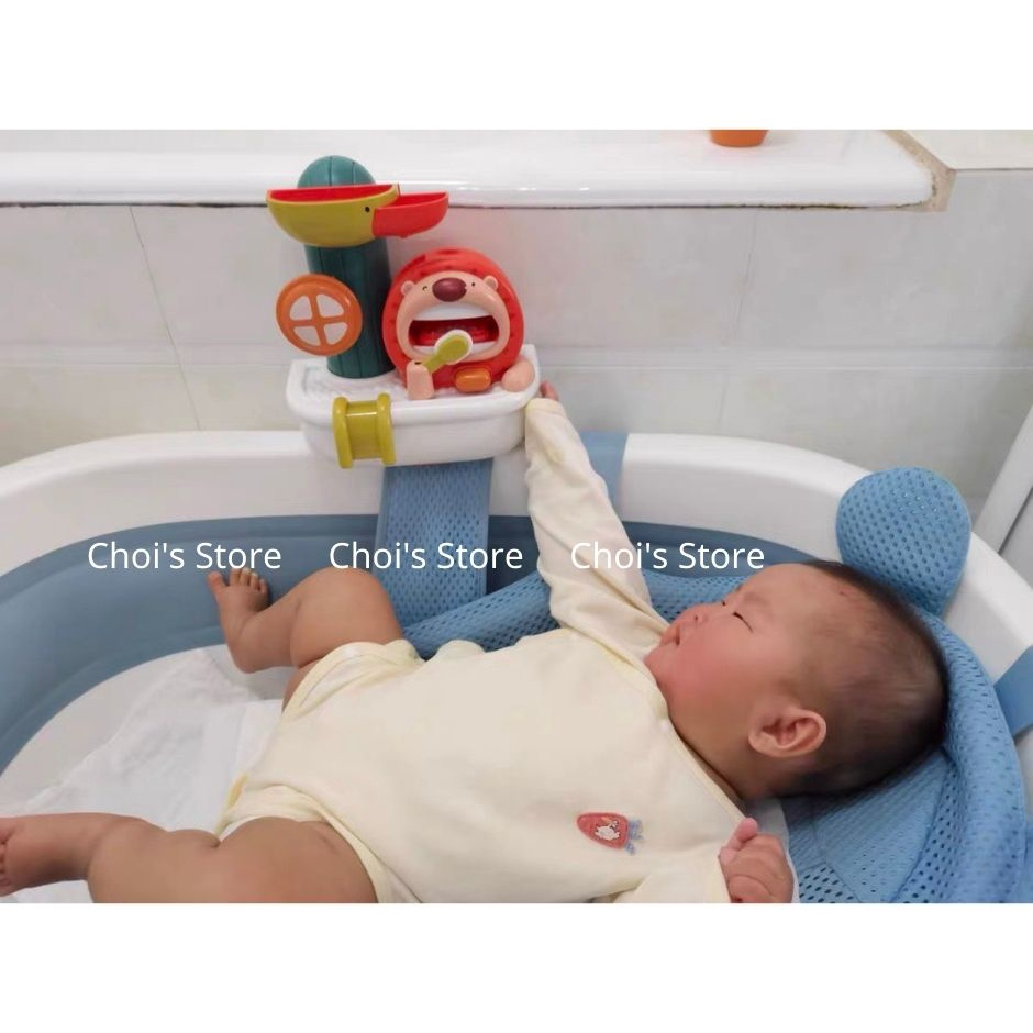 Đồ chơi nhà tắm Sư tử xoay nước, đánh răng tạo bọt đáng yêu