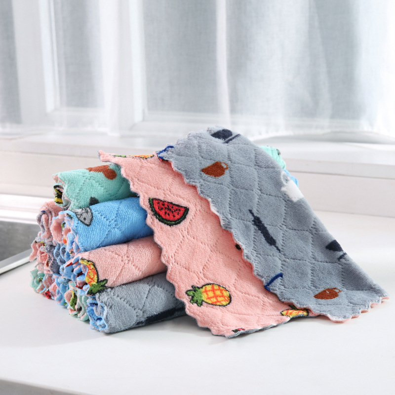 Khăn lau đa năng họa tiết bếp, bát đĩa, cốc chén thấm nước chống dính dầu mỡ hai mặt loại to 25x25cm Kitchen towel | BigBuy360 - bigbuy360.vn