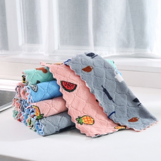 Kitchen towel Khăn lau đa năng họa tiết bếp, bát đĩa, cốc chén thấm nước chống dính dầu mỡ hai mặt loại to 25x25cm