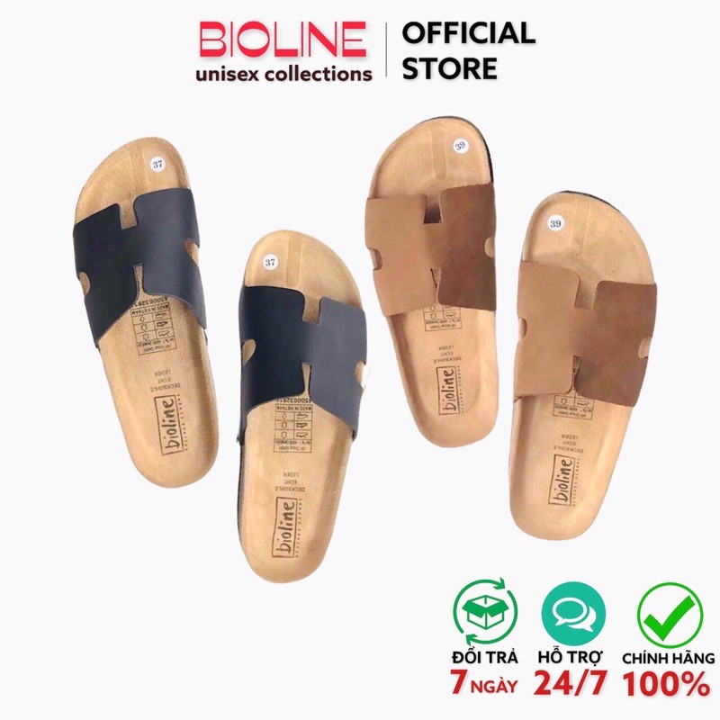 [DA BÒ THẬT] Dép da bò birken Bioline quai ngang chữ H unisex B04 - Bioline Official