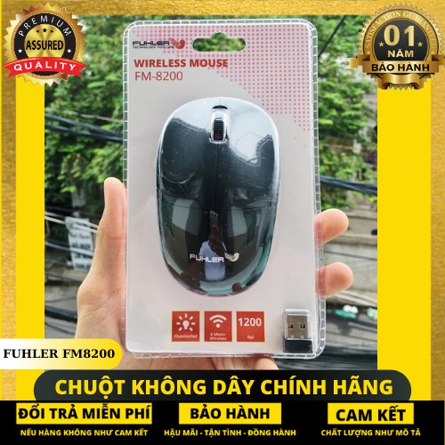 Chuột máy tính không dây FUHLER FM8200/ Siêu nhạy - lướt trên mọi mặt - BẢO HÀNH 12 THÁNG
