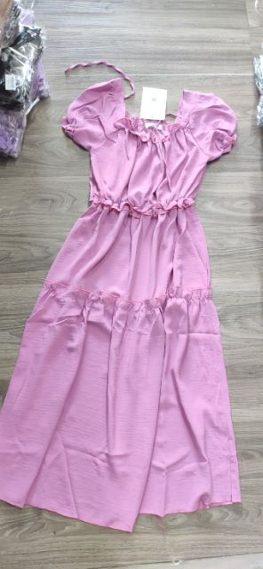 VÁy trễ vai baby doll tầng mặc đc 2 kiểu