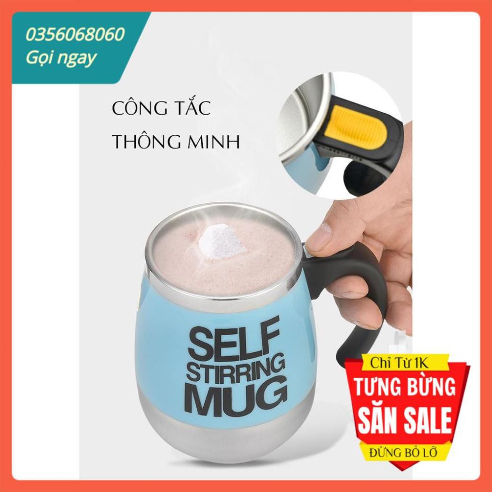 ⚡GIÁ HỦY DIỆT⚡Ly cốc Inox Self stirring mug tự khuấy thông minh dùng pin 6x8,5x13,5cm 450ml (Chọn màu)