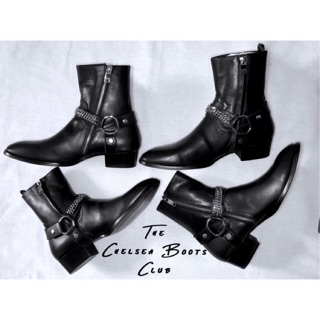 [Chelsea boots]WYATT HARNESS CHAIN BOOT IN SMOOTH LEATHER, giày cổ cao