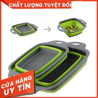 [HOT+FREE SHIP]  Bộ 2 Rổ Xếp Gọn Vuông Cao Cấp