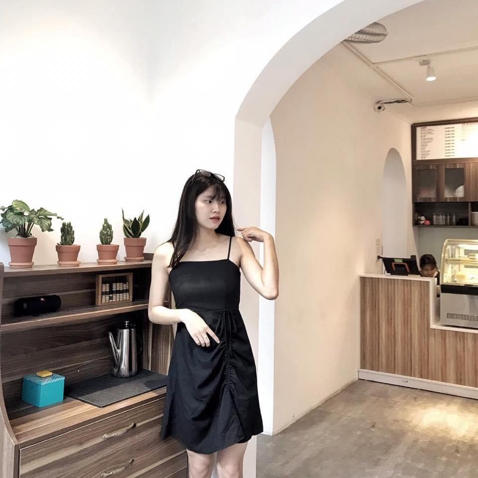 (ảnh thật) Váy hai dây có họa tiết xếp ly Fleur Studio