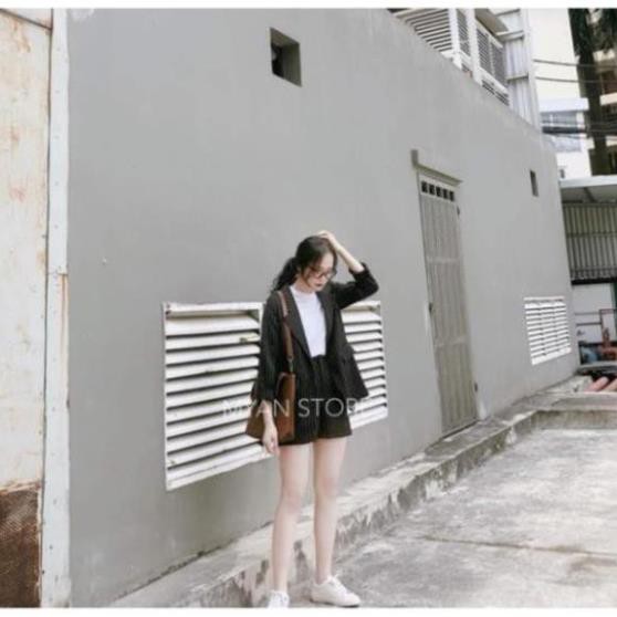 BỘ VEST KẺ ĐEN CHO NỮ