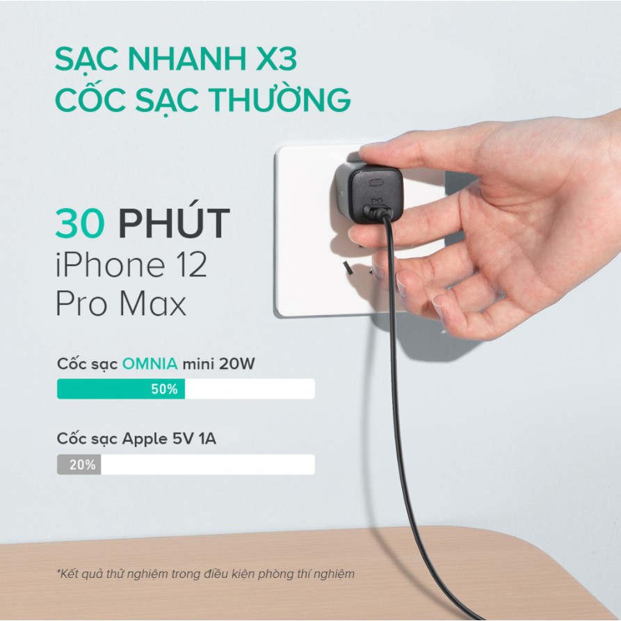 Cốc Sạc Nhanh Aukey 20W PA-B1, PA-F3S 32W PD 20W+12W,Cáp Sạc Nhanh CB-CL12 (1.2m) Sạc Nhanh 2 Trong iPhone PD 20W+QC 3.0