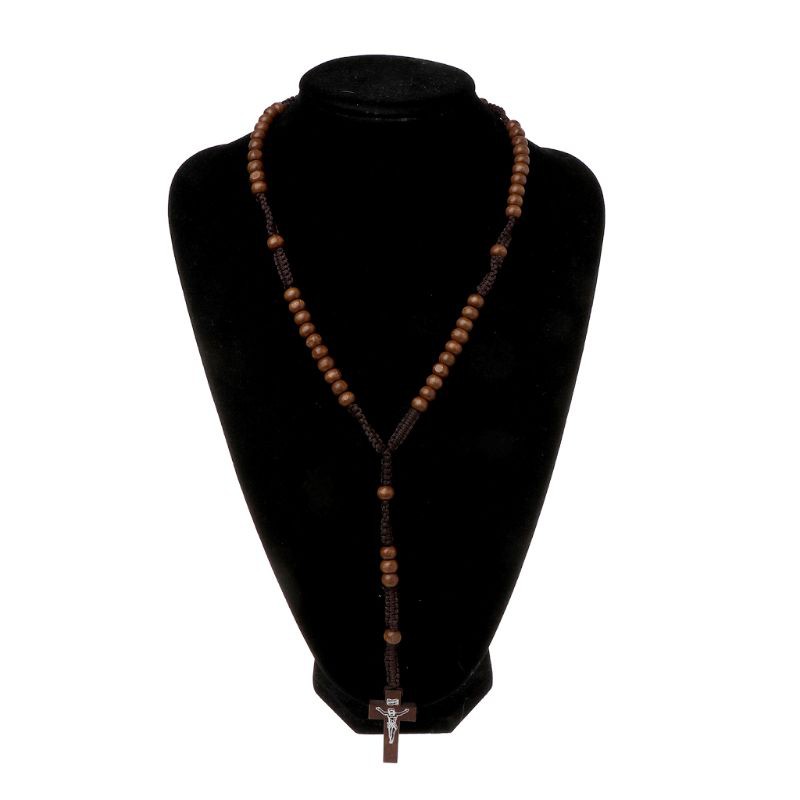 Chuỗi vòng cổ tràng hạt gỗ làm dây đeo Jesus