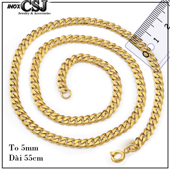 Dây chuyền nam kiểu lặc vát cạnh 5mm khóa xịn siêu đẹp, bền màu - Đem lại đẳng cấp phong độ cho người đeo