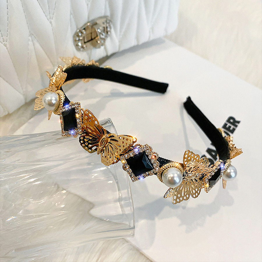 Băng Đô Cài Tóc Hình Bướm Đính Ngọc Trai Nhân Tạo Thời Trang