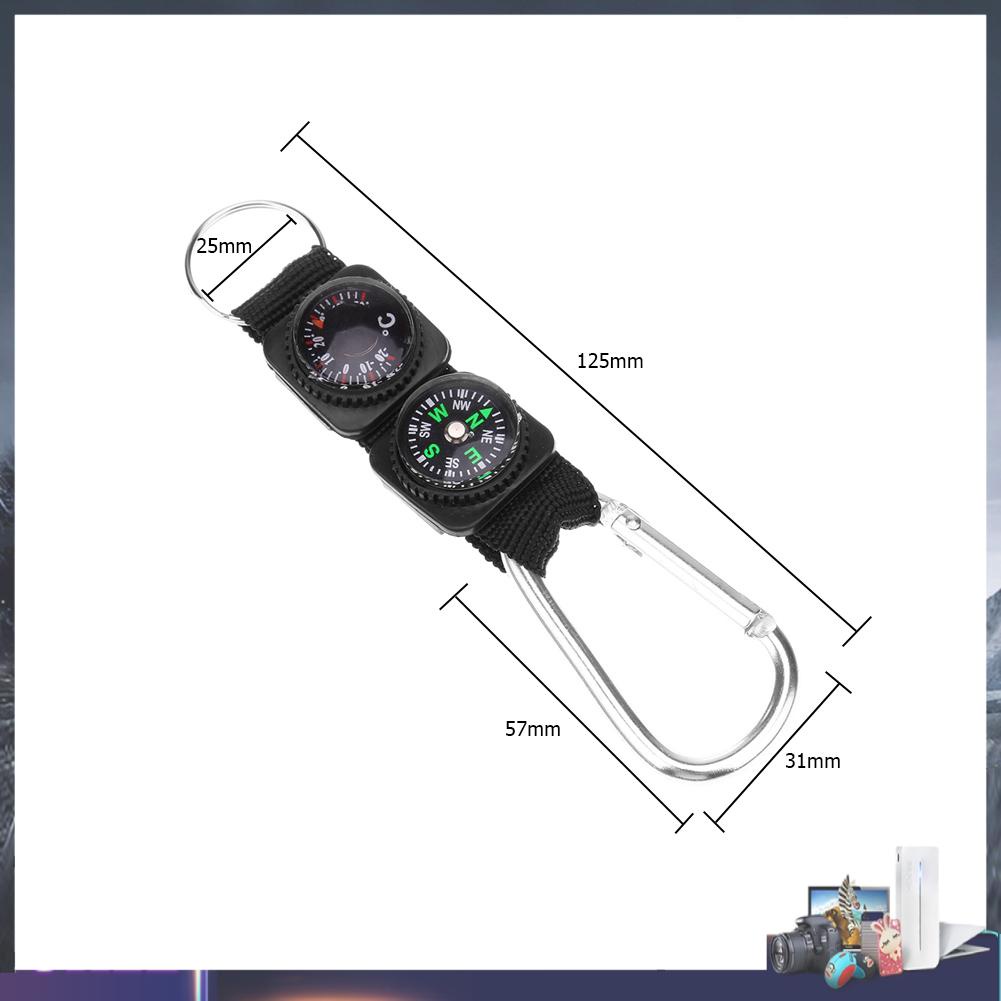 Móc khóa 3 trong 1 tích hợp la bàn và nhiệt kế