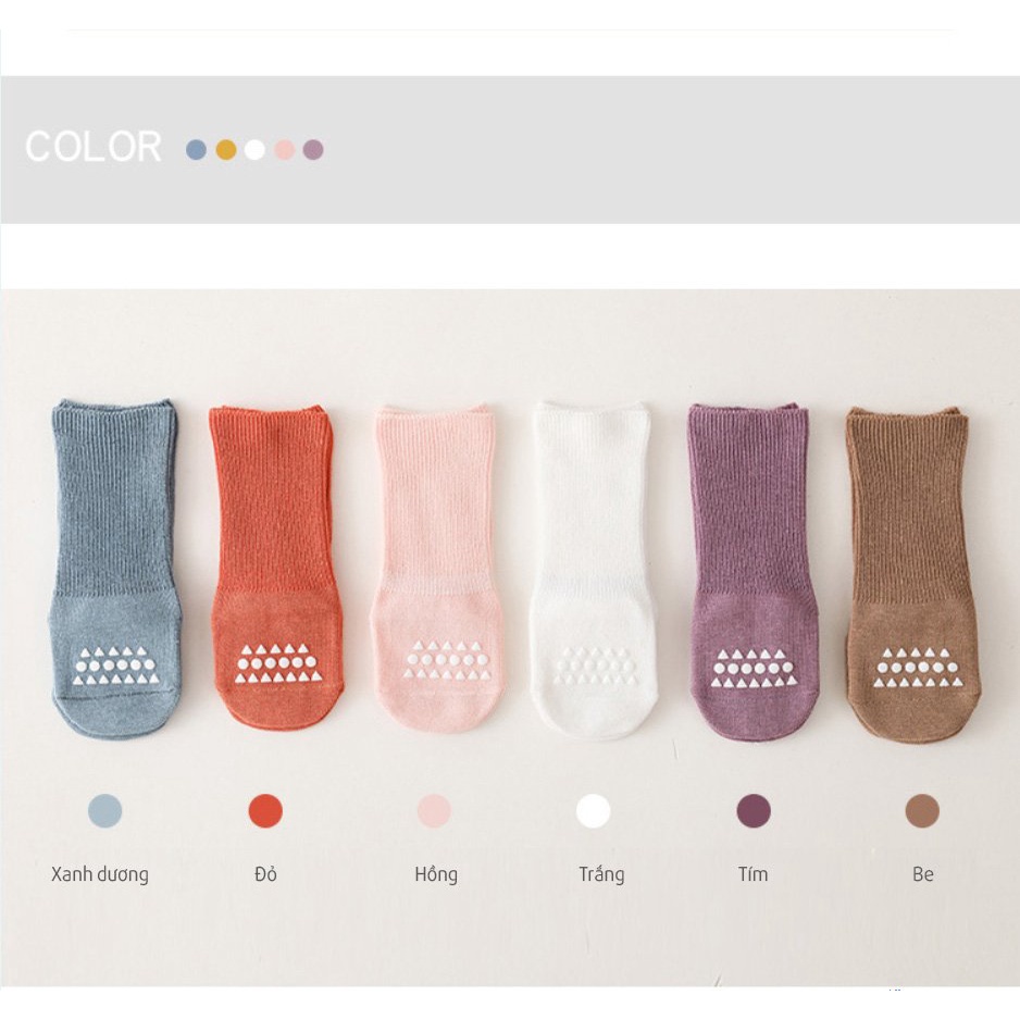 Set 3 tất cho bé trai bé gái cao cổ chất cotton có chống trơn trượt siêu mềm nhẹ không bai xù dễ thương TL03