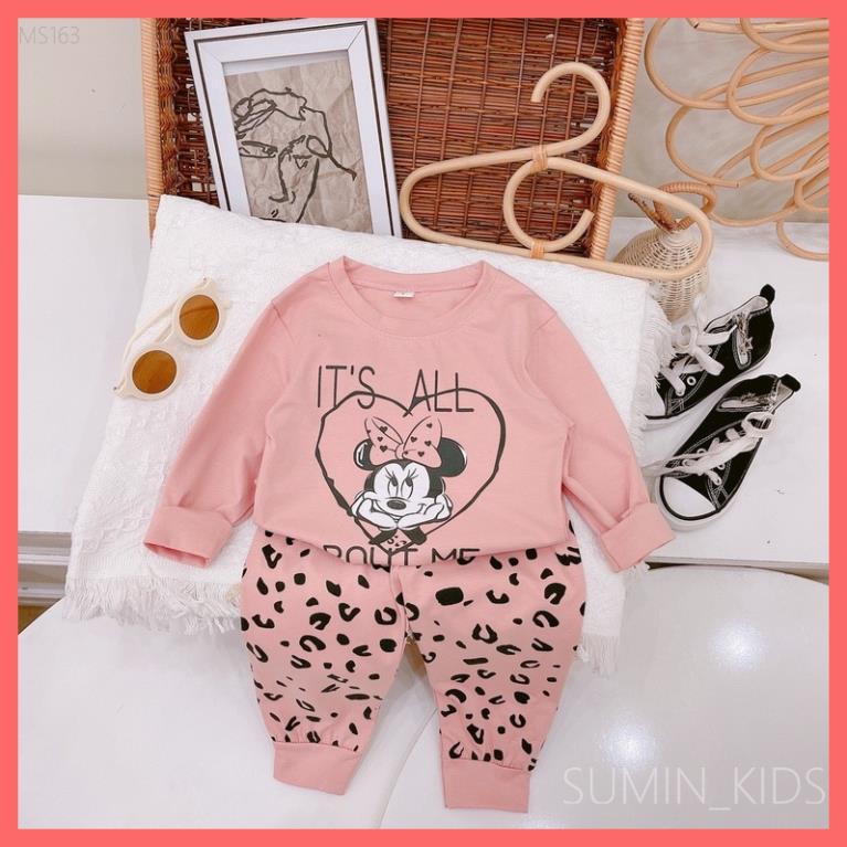 Bộ thu đông bé gái - Thời trang trẻ em Sumin Kids - Bộ dài tay mickey cotton cho bé gái