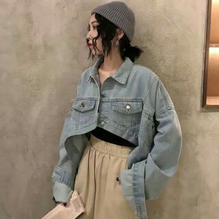 GAY | ÁO KHOÁC JEANS BÒ CROPTOP