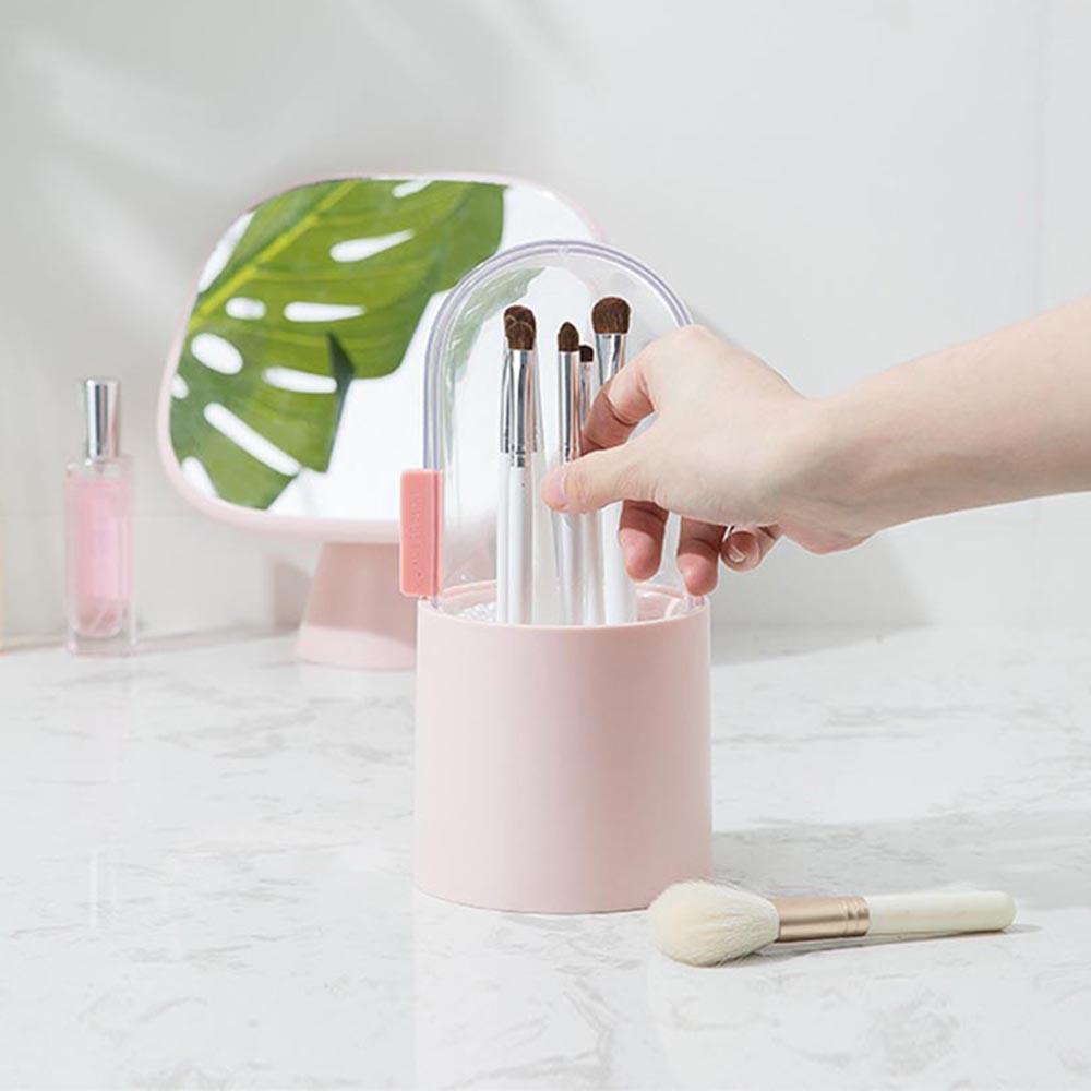 Hộp Đựng Cọ Trang Điểm Bằng Nhựa Trong Suốt Có Nắp Trượt Chống Bụi