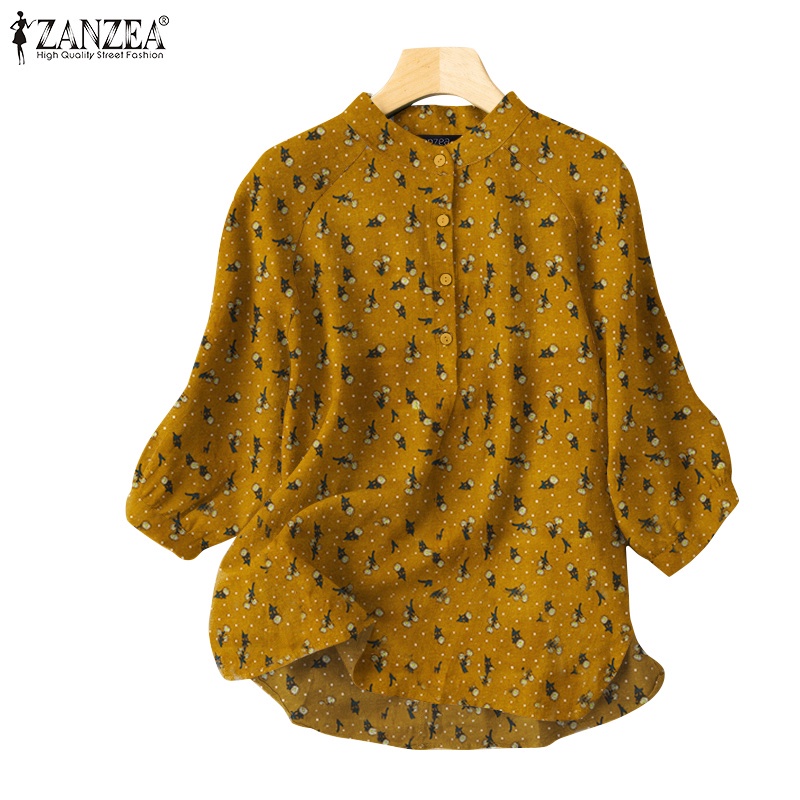 Áo nữ ZANZEA dáng cotton dáng rộng hoạ tiết in hoa thời trang