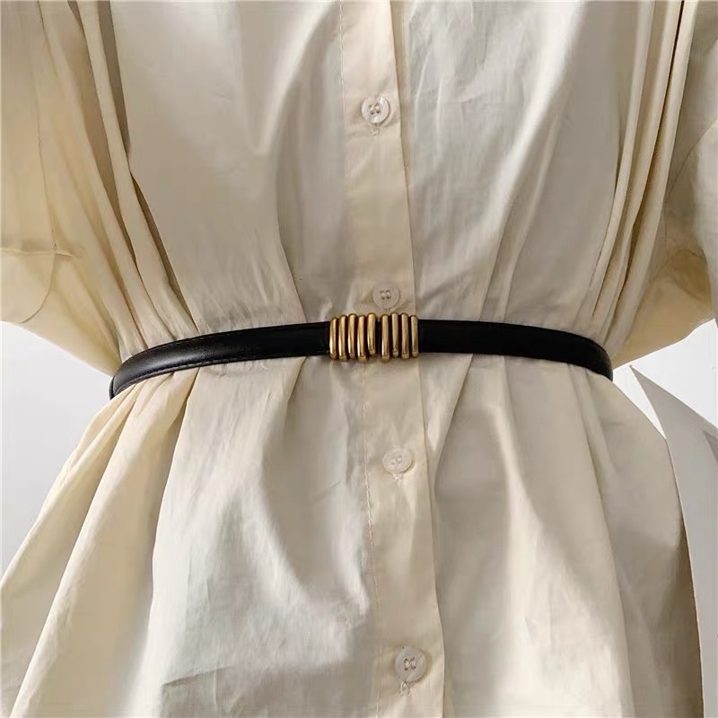 Đai váy bản nhỏ mặt vàng nốt nhạc 1.3cm Lulu shop ĐV013 dây lưng nịt áo váy đầm eo nhỏ to cài phía trước