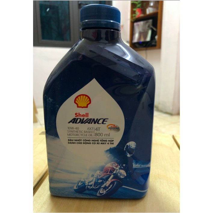 Dầu nhớt bán tổng hợp xe số và xe tay côn Shell Advance AX7 10W-40 800ml mẫu mới nhất