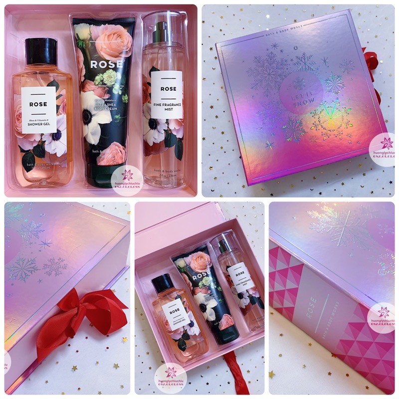 Set Body mist + lotion + gel tắm fullsize Bath and body works  Warm Vanilla sugar, a thousand wishes, rose, gingham