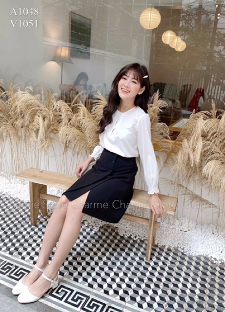 Chân váy chữ A phối cúc nhỏ | BigBuy360 - bigbuy360.vn