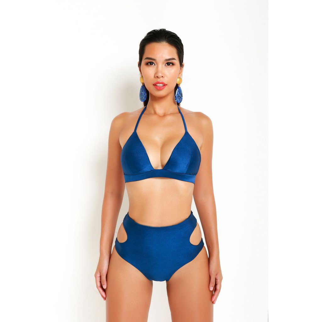 Blue Jasmine Two Pieces Bikini - Bikini hai mảnh BW05 xanh navy bóng