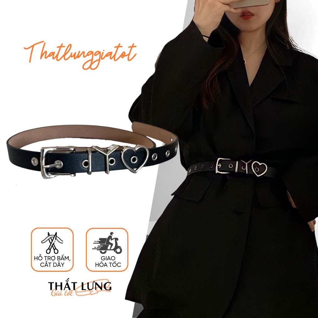 Dây thắt lưng da nữ Ulzzang cá tính phong cách Hàn Quốc TL058 (Hỗ trợ bấm dây nịt) - Thắt Lưng Giá Tốt