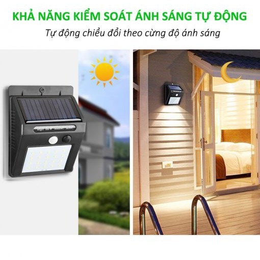 Đèn Led Cảm Biến Năng Lượng Mặt Trời chống nước tuyệt đối, cảm biến thông minh