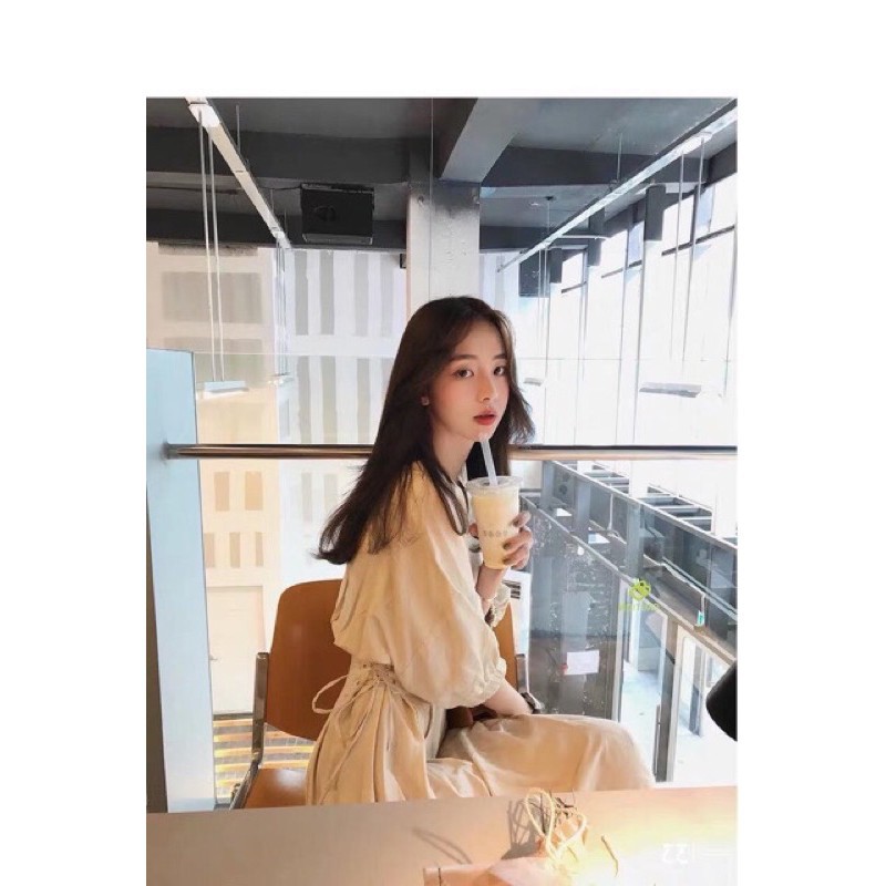 Đầm nữ dự tiệc / Váy xòe màu be ulzzang dáng midi xinh chất đẹp mịn mát Đầm Nữ Hoài Thương | BigBuy360 - bigbuy360.vn