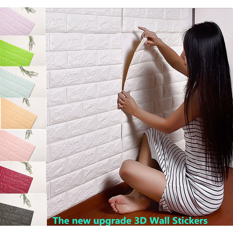 Đề can dán tường 60 X 30 X 0.8 cm bằng xốp kiểu viên gạch nổi 3D