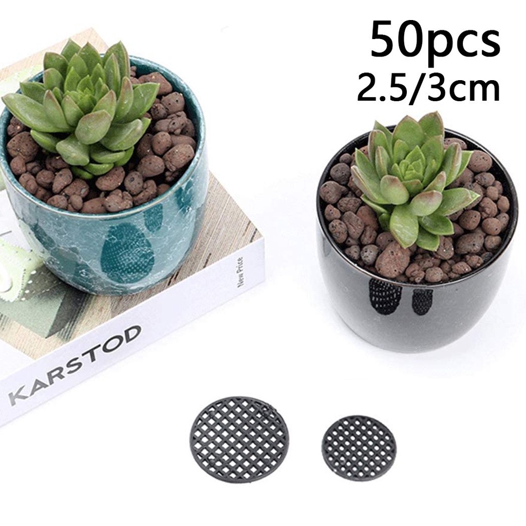 Bộ 50 miếng lót chậu cây bonsai màu đen đường kính 2.5 cm 3.5 cm chống rò rỉ chất lượng
