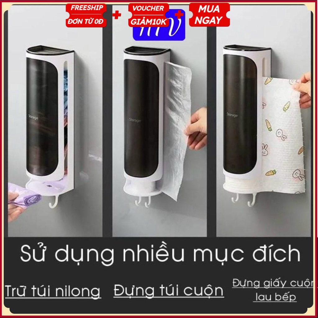 PVN33196 Hộp nhựa đựng túi rác gắn tường không cần khoan t2