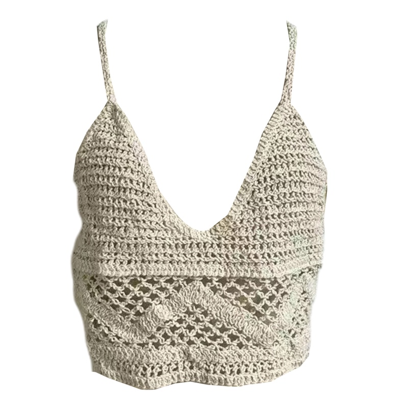 Áo Croptop Dệt Kim Không Tay Cổ Chữ V Họa Tiết Kẻ Sọc Thời Trang Hàn Quốc Cho Nữ