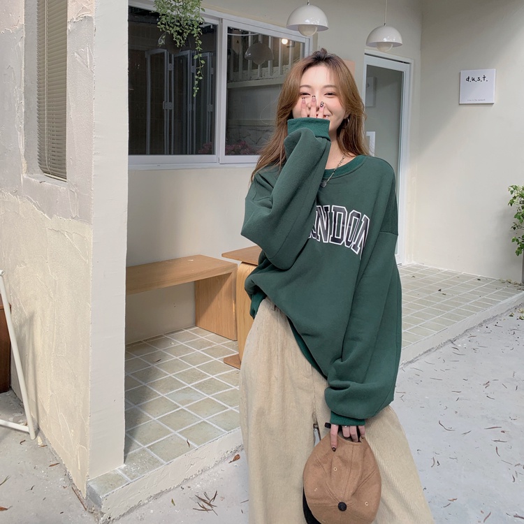 Áo nỉ dài tay cổ tròn in họa tiết 3 màu sắc phong cách Hàn Quốc cho nữ | BigBuy360 - bigbuy360.vn