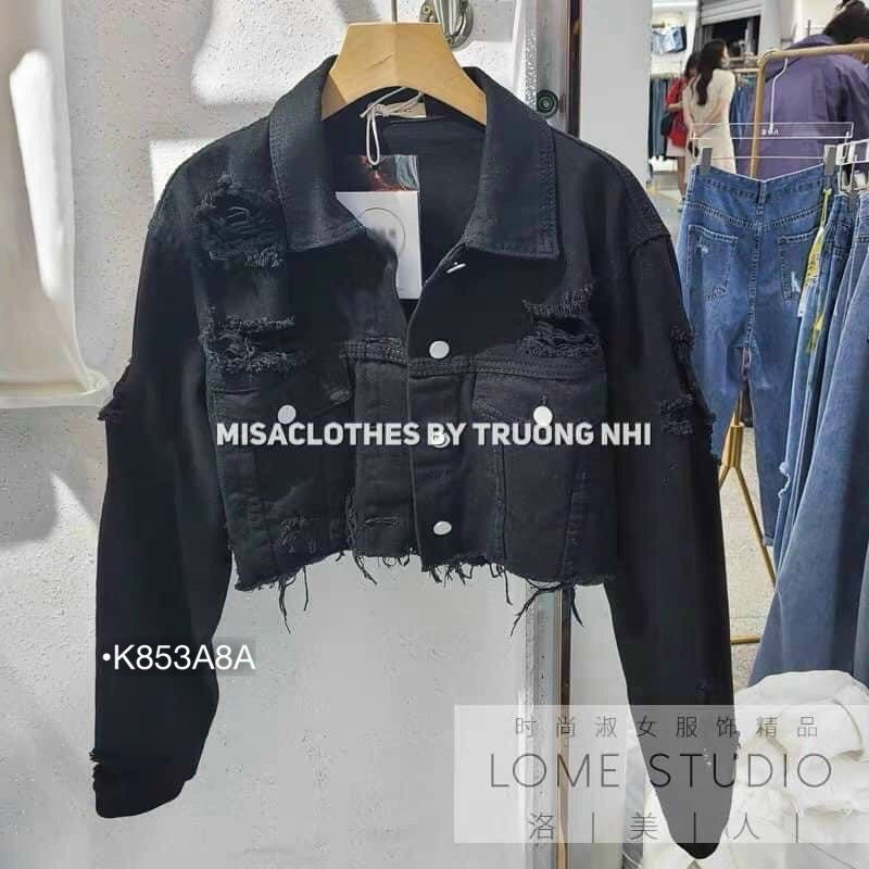 Áo Khoác Nữ Kaki Rách Cắt Gấu Dáng Rộng Có Túi Màu Đen /Trắng /Xanh